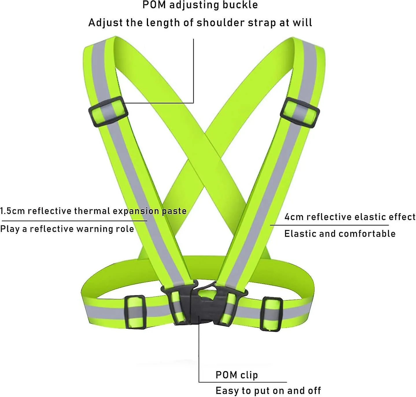 Reflective Vest Adjustable Running Safety Gear High Visibility Safety Vest High Vis Straps High Vis Belt Bike Reflective Belt Ni
