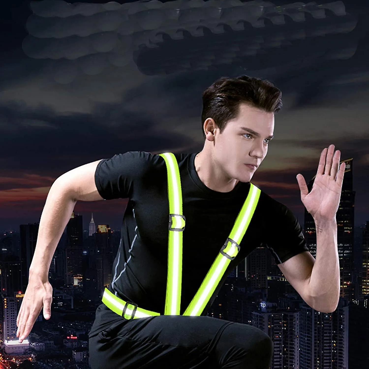 Reflective Vest Adjustable Running Safety Gear High Visibility Safety Vest High Vis Straps High Vis Belt Bike Reflective Belt Ni