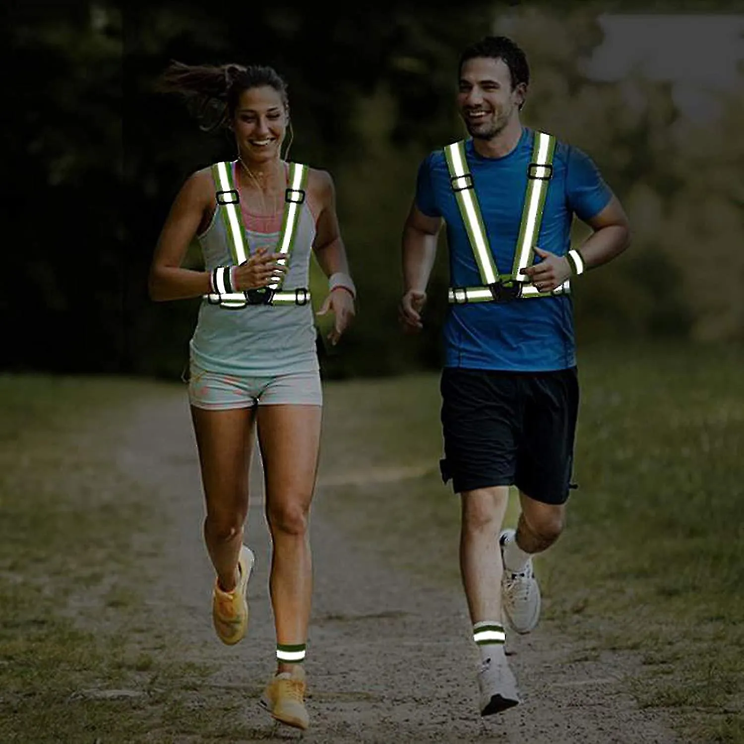 Reflective Vest Adjustable Running Safety Gear High Visibility Safety Vest High Vis Straps High Vis Belt Bike Reflective Belt Ni