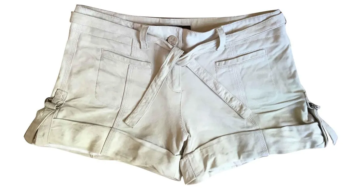 Roberto Cavalli Pantalones cortos de cuero Beige 