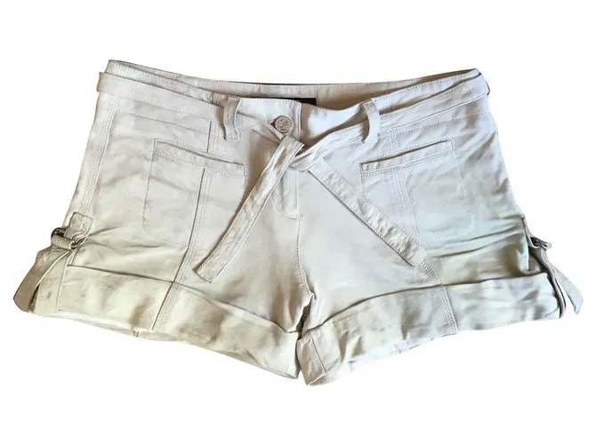Roberto Cavalli Pantalones cortos de cuero Beige 