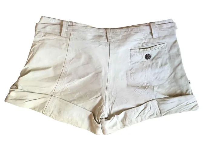Roberto Cavalli Pantalones cortos de cuero Beige 
