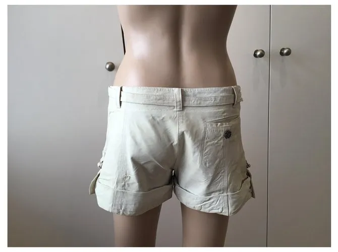 Roberto Cavalli Pantalones cortos de cuero Beige 