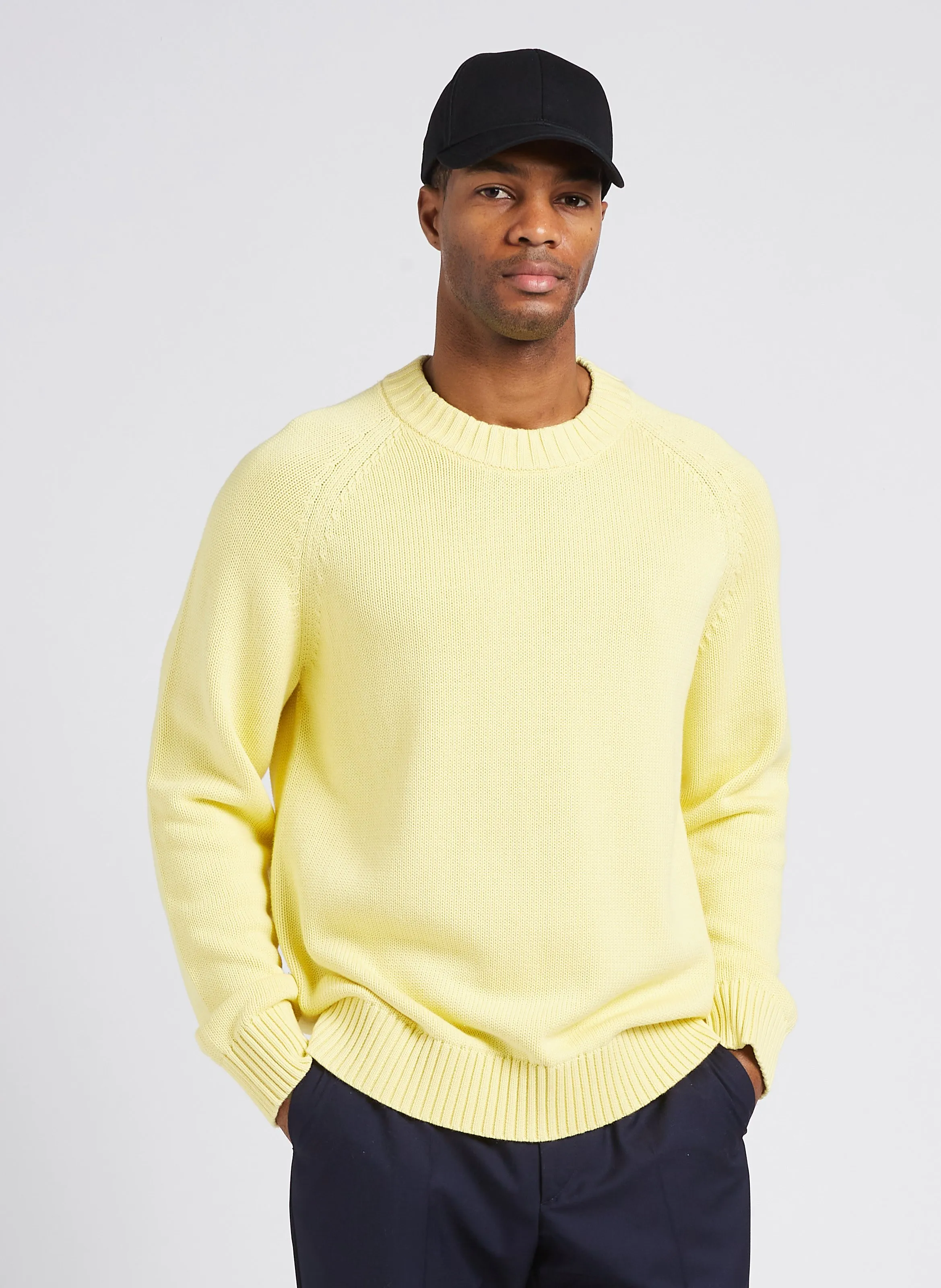 SAISON 1865 PANN  JERSEY RECTO DE MEZCLA DE ALGODóN CON CUELLO REDONDO EN AMARILLO