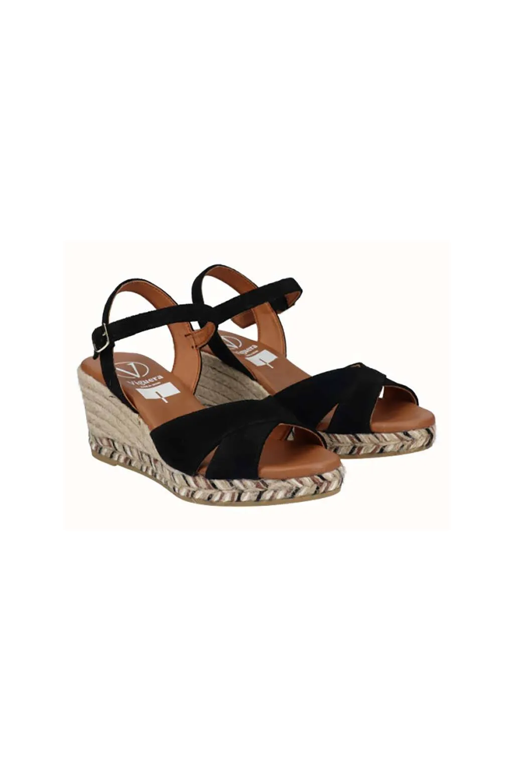 sandalia alpargata Viguera 2032 vitelo negro