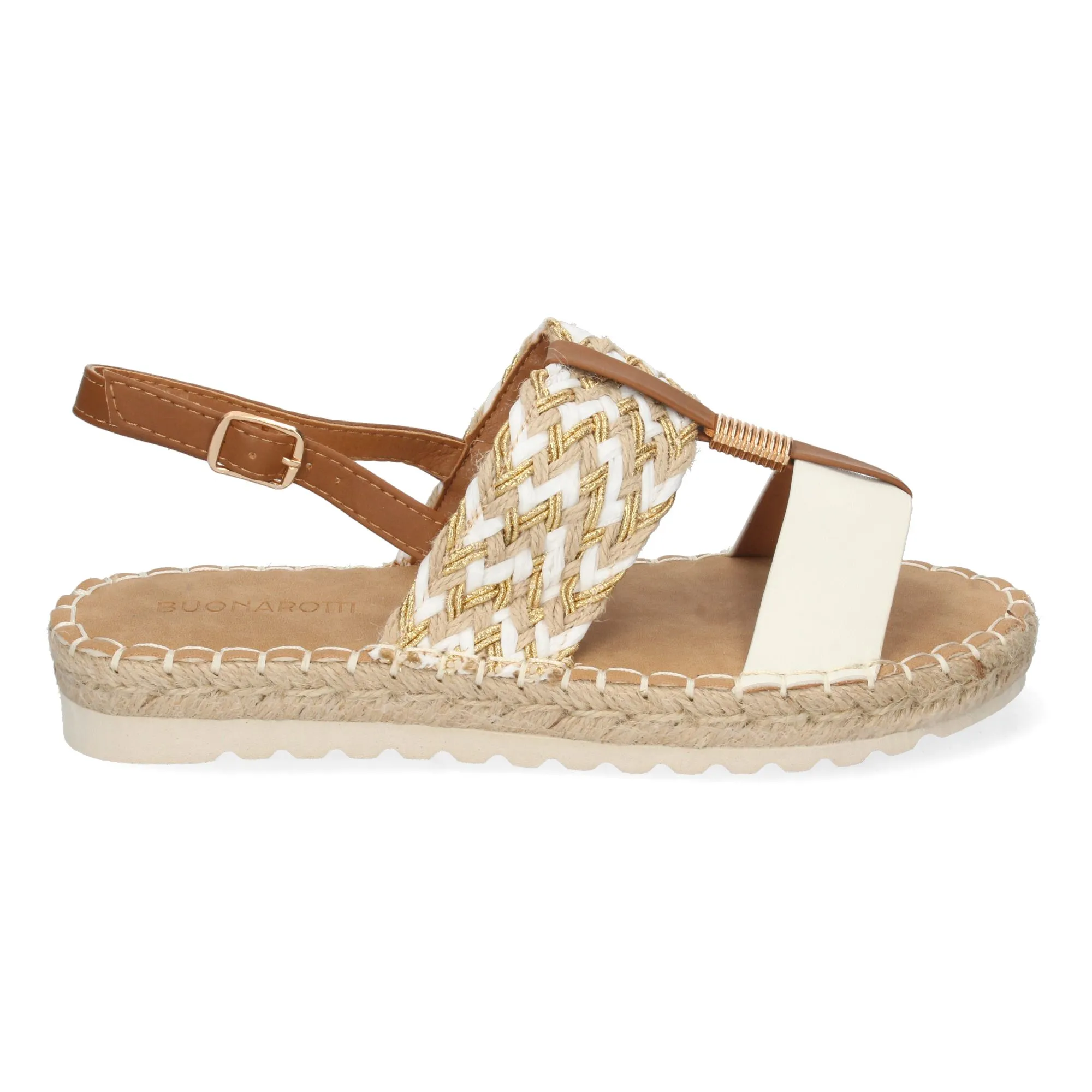 Sandalia plana forrada de yute color blanco