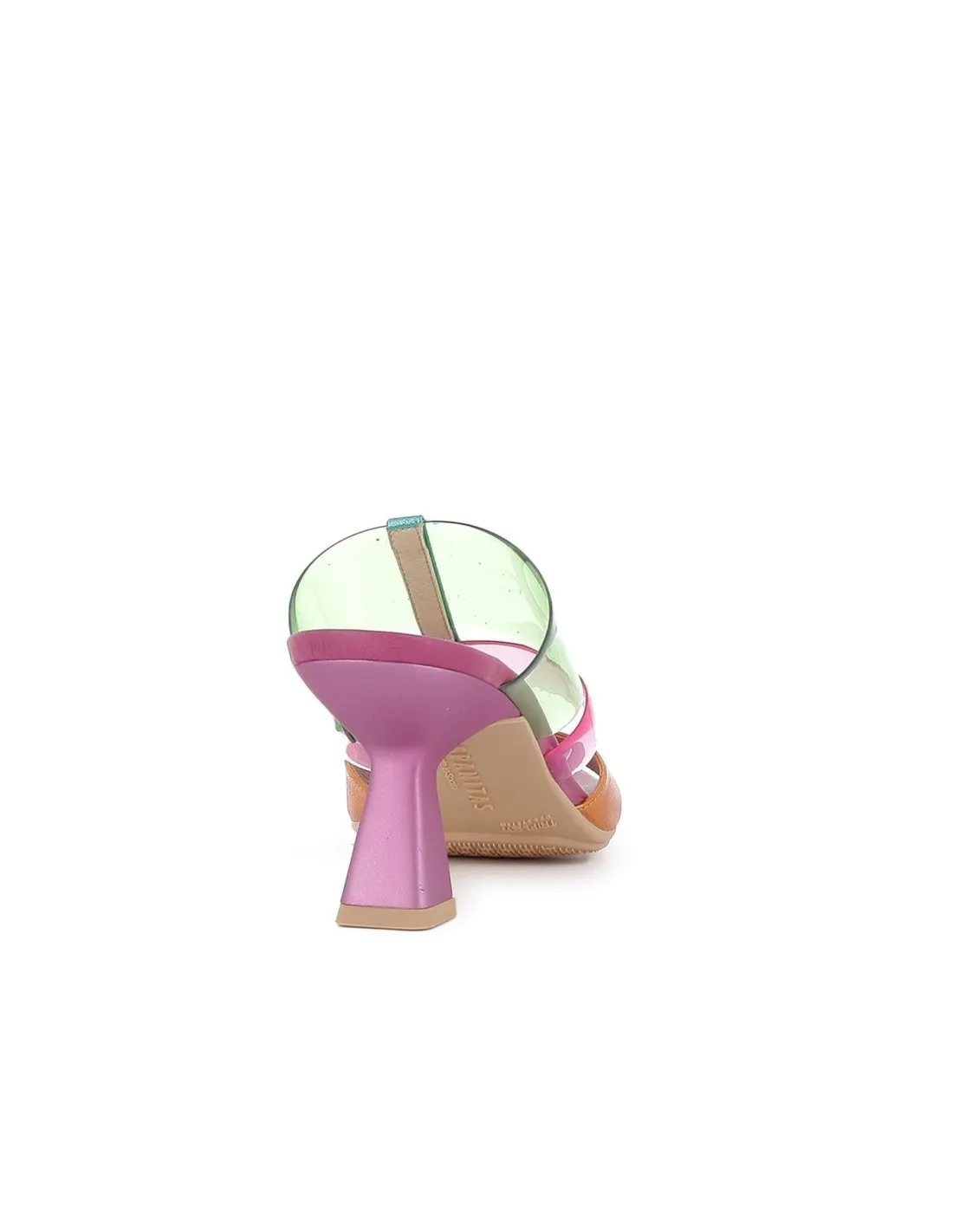 Sandalia vestir piel y vinilo rosa multicolor mujer Hispanitas