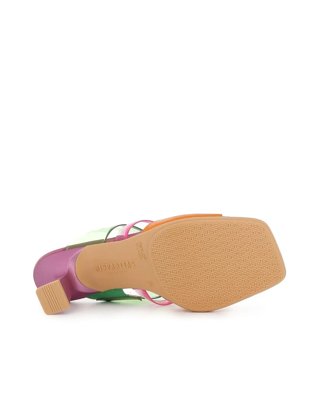 Sandalia vestir piel y vinilo rosa multicolor mujer Hispanitas