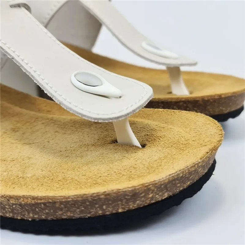 Sandalias Bio Esclava Mujer Piel Plantilla Acolchada 714 Blanco, de Blusandal