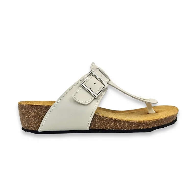 Sandalias Bio Esclava Mujer Piel Plantilla Acolchada 714 Blanco, de Blusandal