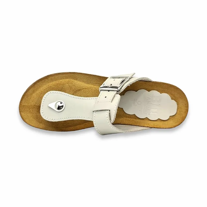 Sandalias Bio Esclava Mujer Piel Plantilla Acolchada 714 Blanco, de Blusandal