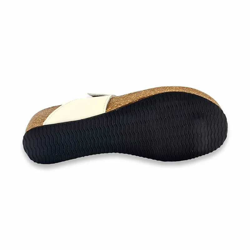 Sandalias Bio Esclava Mujer Piel Plantilla Acolchada 714 Blanco, de Blusandal