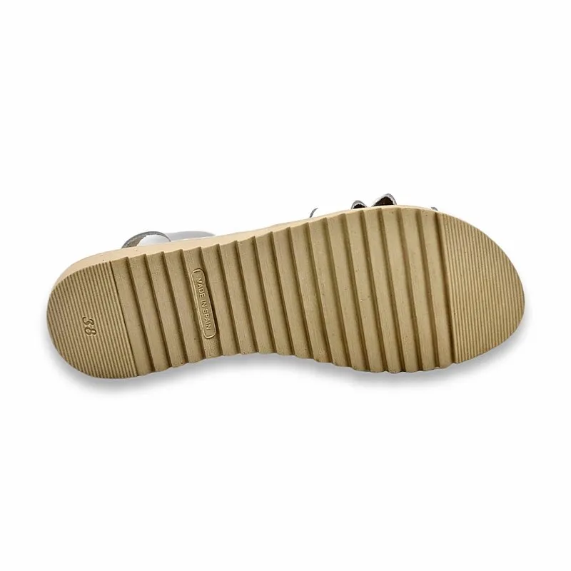 Sandalias Cuña Baja Mujer Piel Plantilla Acolchada 24925 Blanco, de Blusandal