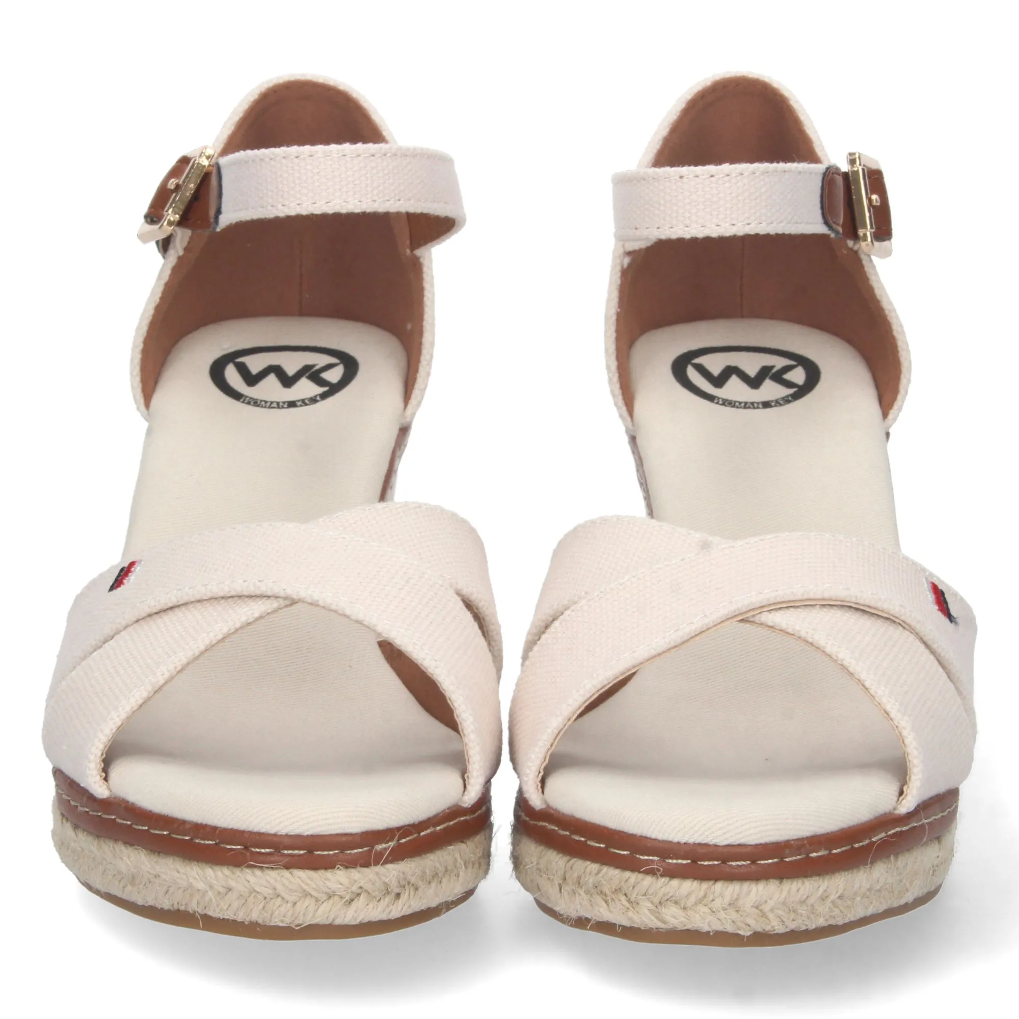 Sandalias cuña forradas talón y punta abierta pala cruzada blanco