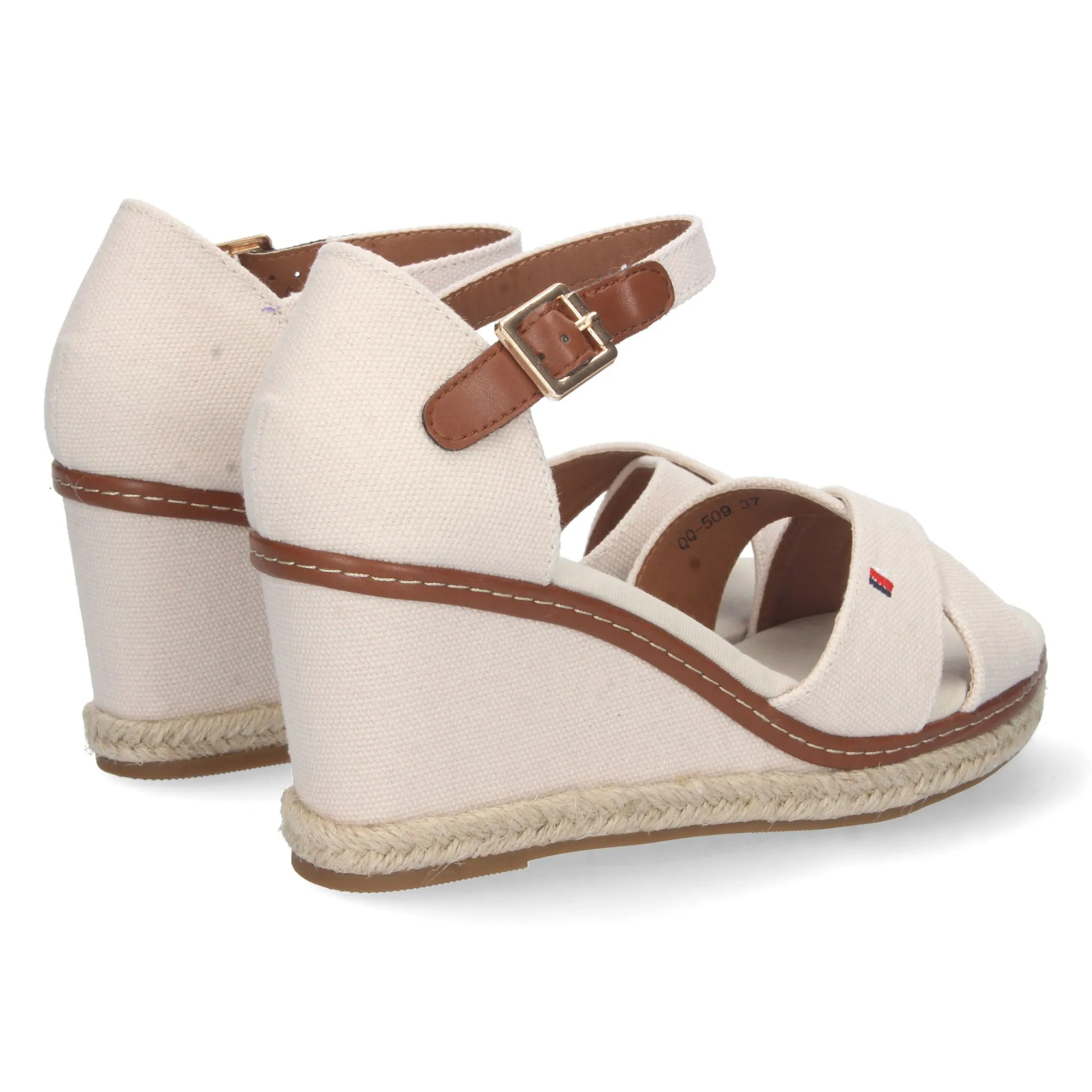Sandalias cuña forradas talón y punta abierta pala cruzada blanco