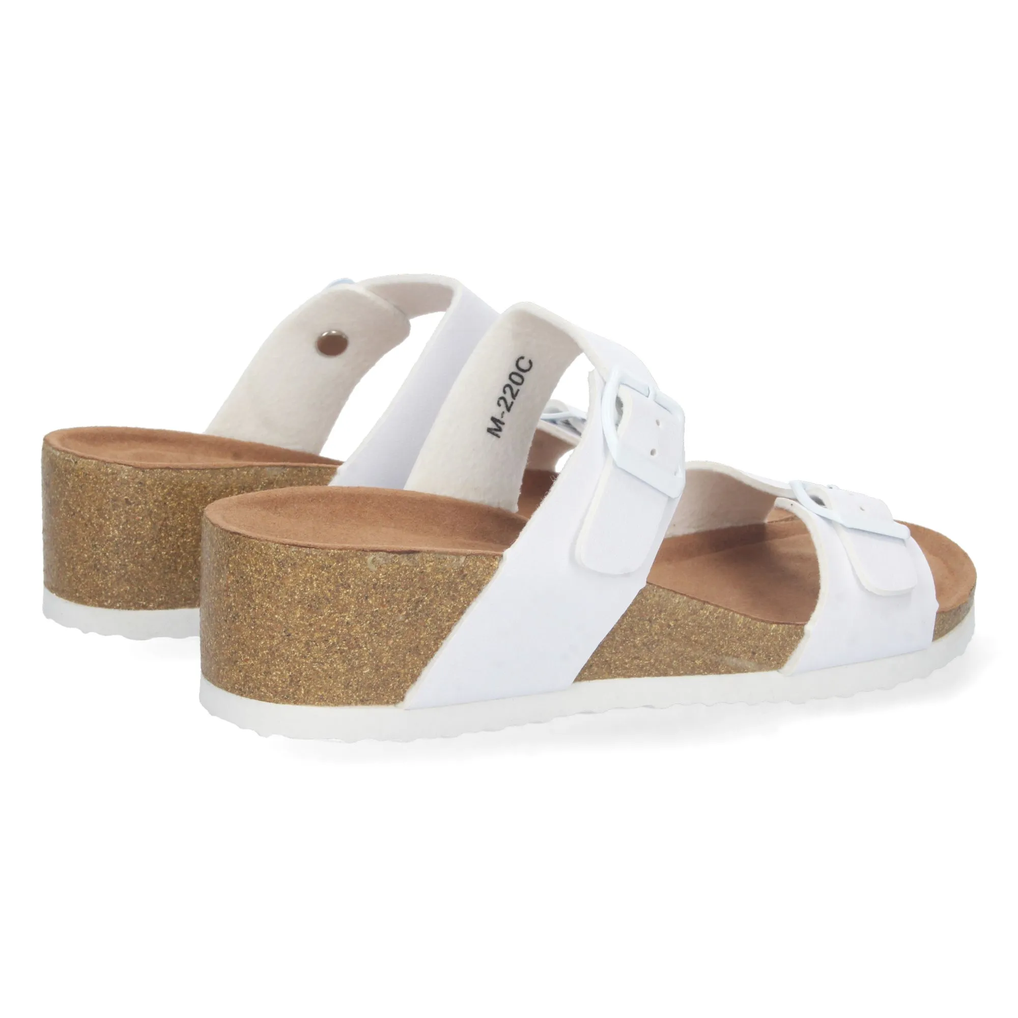 SANDALIAS DE CUñA BIO Y HEBILLA MUJER COLOR BLANCO M220