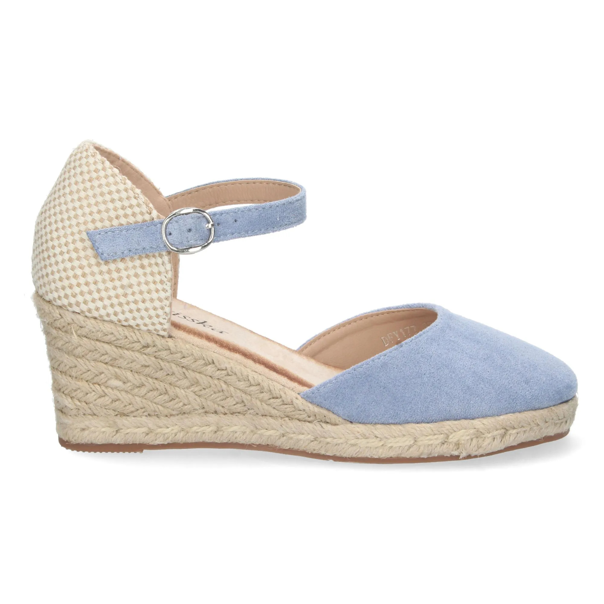 Sandalias de cuña en yute comoda mujer color azul