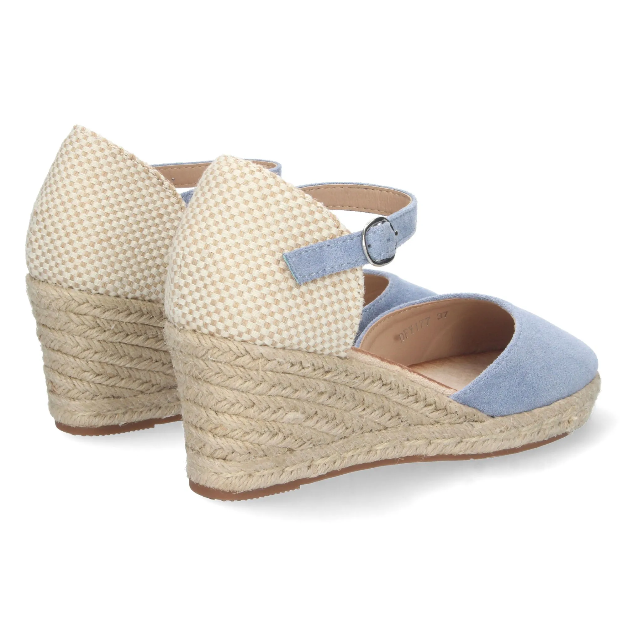 Sandalias de cuña en yute comoda mujer color azul