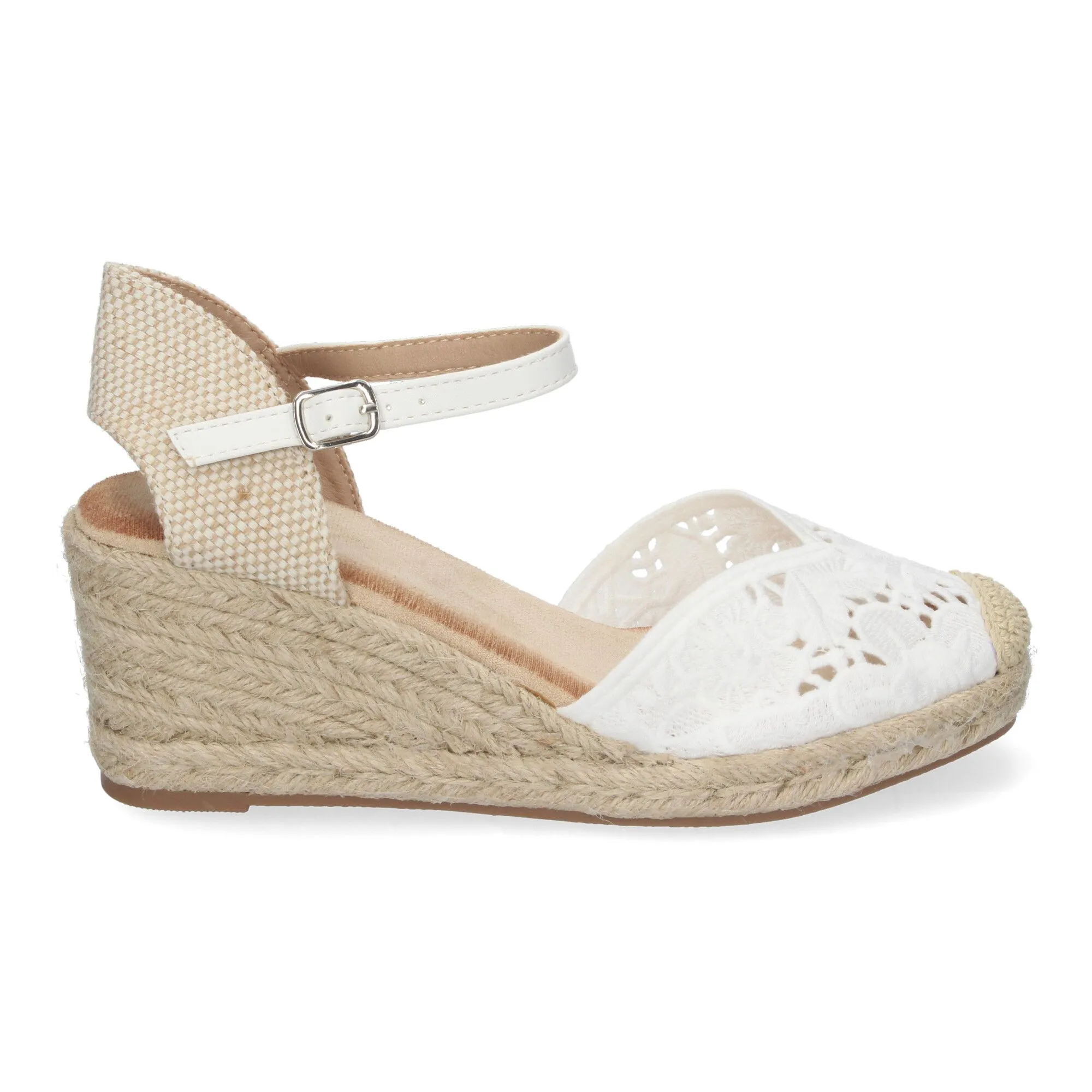 SANDALIAS DE CUñA EN YUTE CóMODA BORDADA COLOR BLANCO JNS5Q35