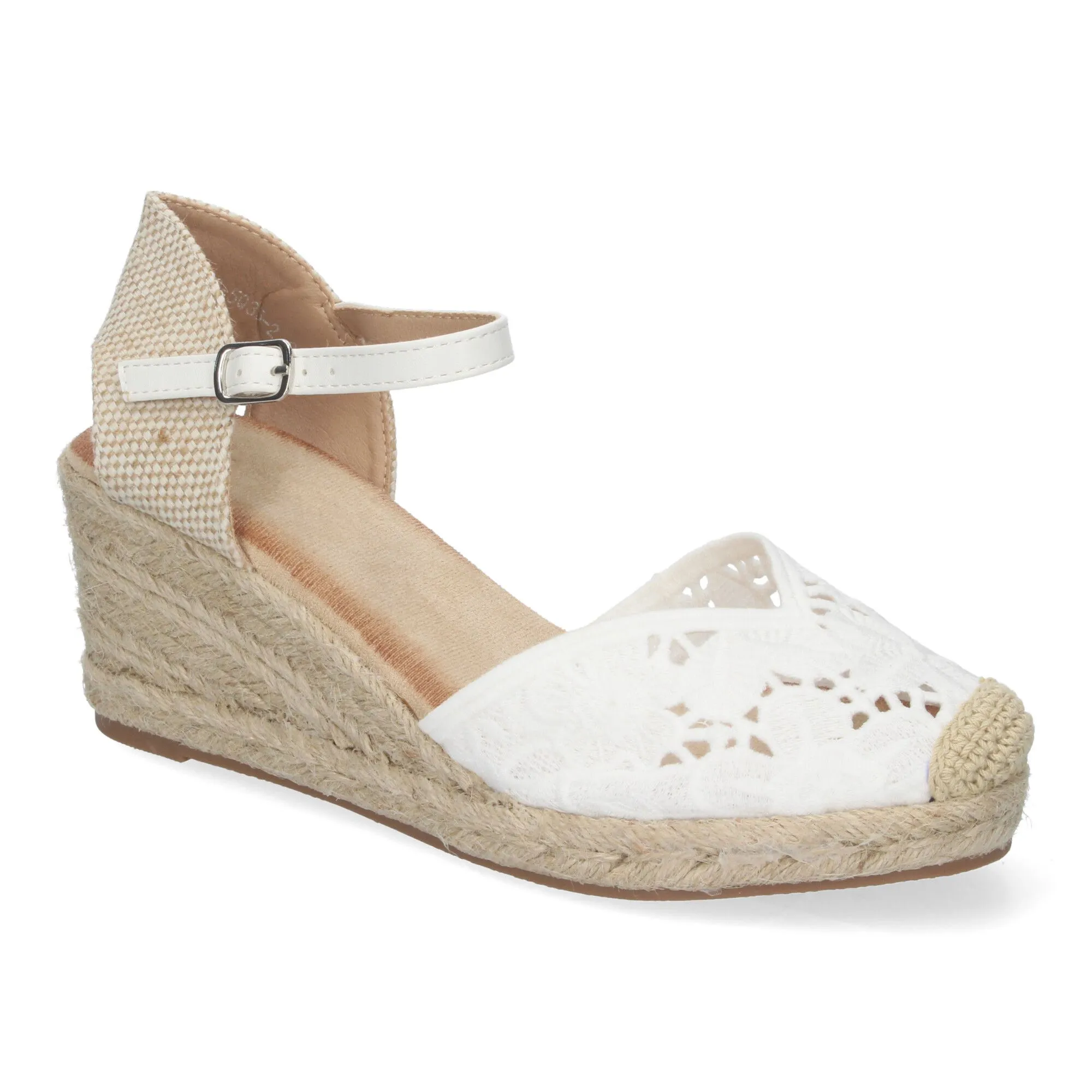 SANDALIAS DE CUñA EN YUTE CóMODA BORDADA COLOR BLANCO JNS5Q35