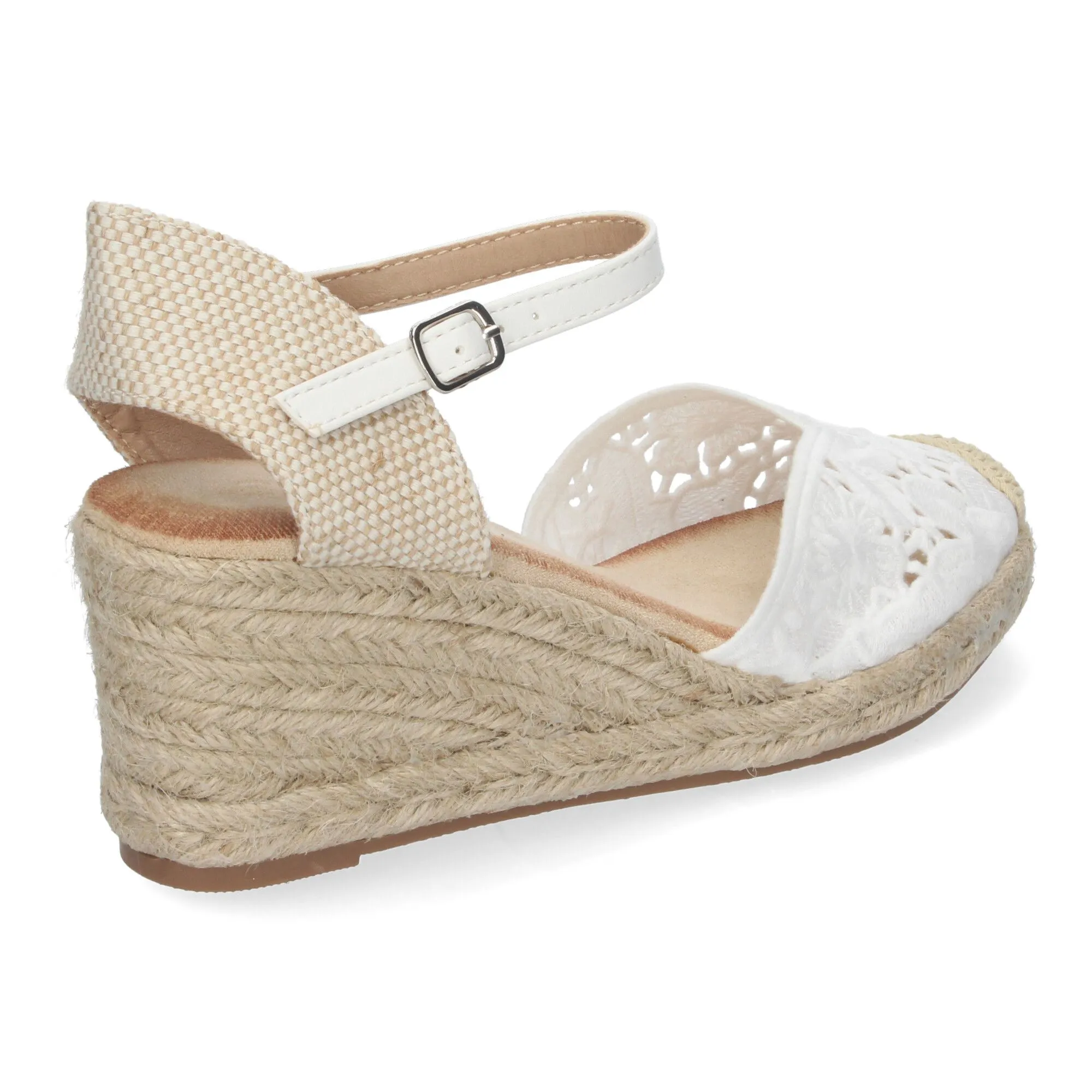 SANDALIAS DE CUñA EN YUTE CóMODA BORDADA COLOR BLANCO JNS5Q35