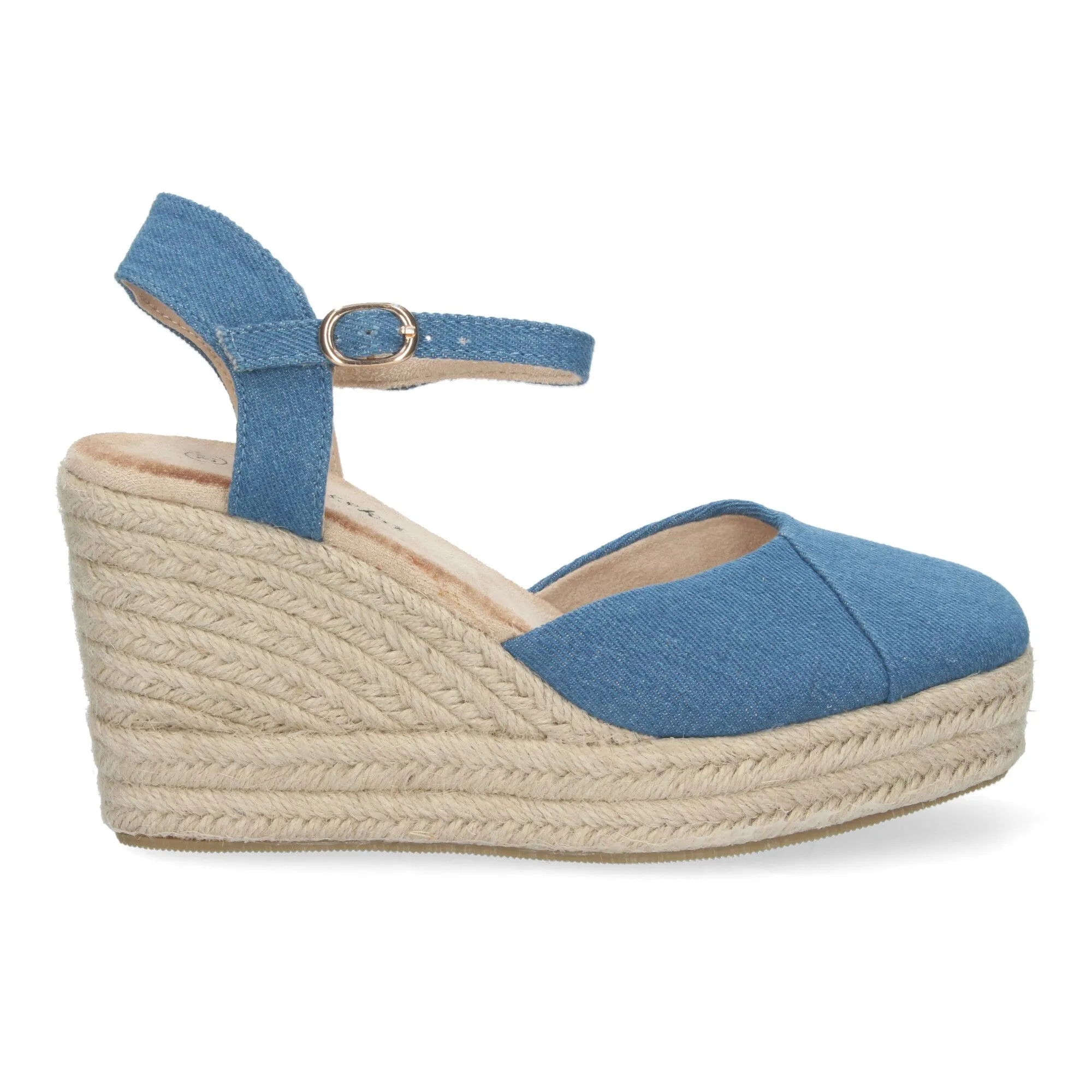 Sandalias de cuña en yute cómoda pala bicolor para mujer color azul JSZ278