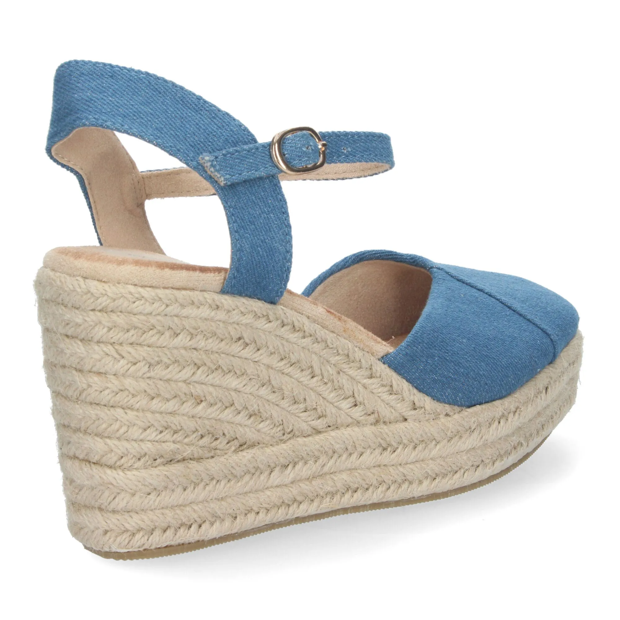 Sandalias de cuña en yute cómoda pala bicolor para mujer color azul JSZ278