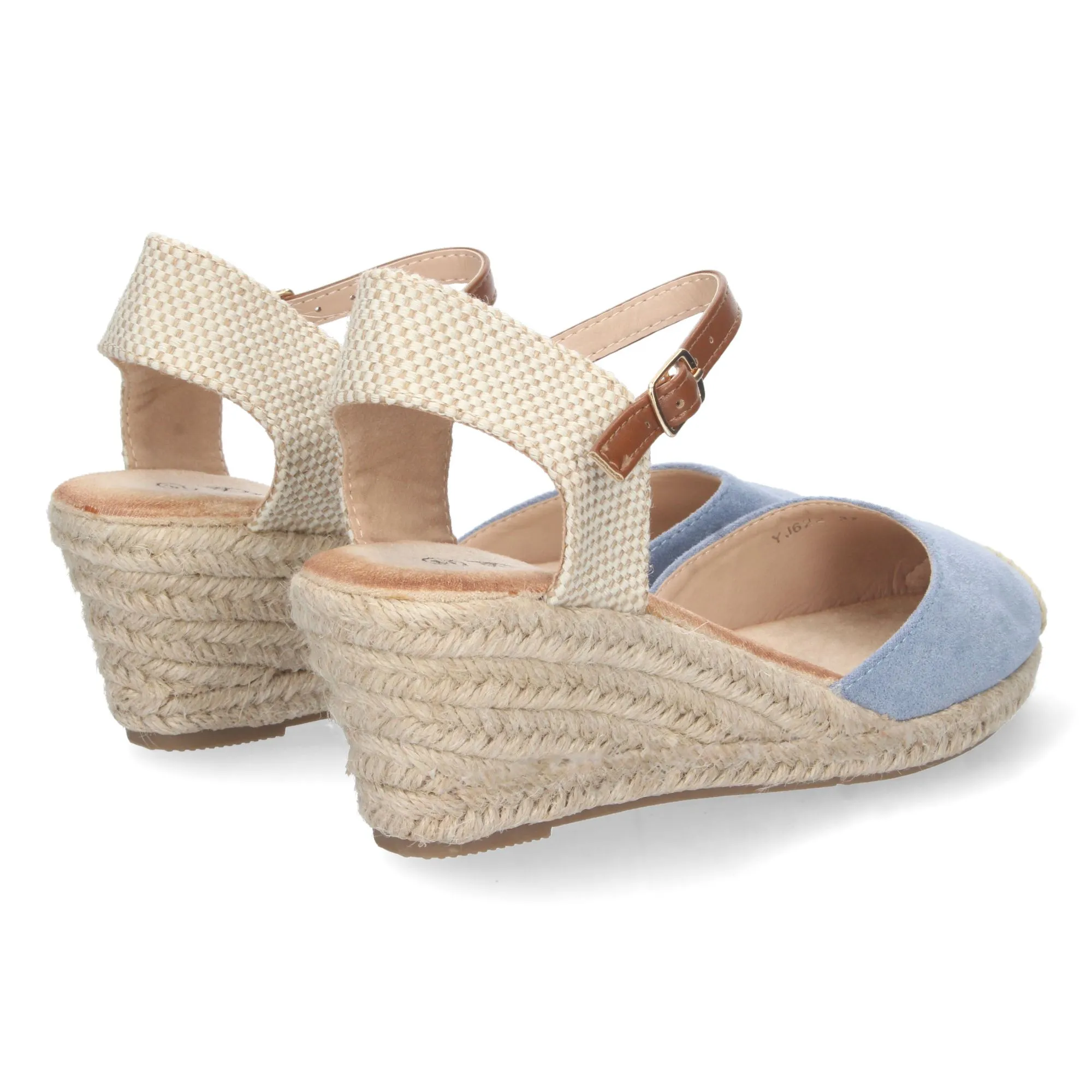 Sandalias de cuña media en yute mujer color azul