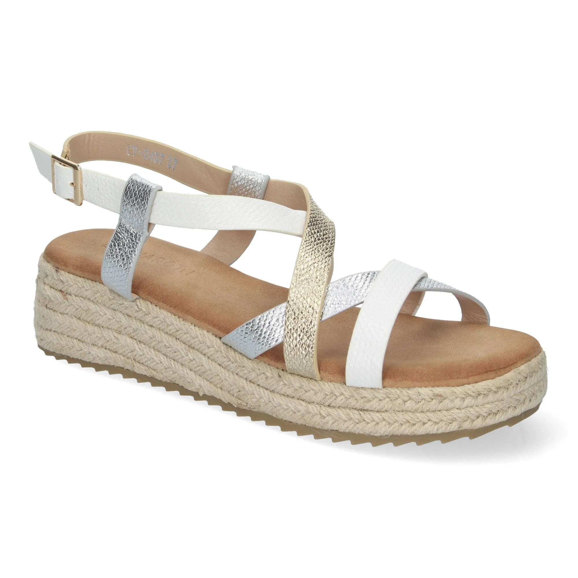 SANDALIAS DE PLATAFORMA EN YUTE PLANAS TIRAS PARA MUJER COLOR BLANCO CF2457