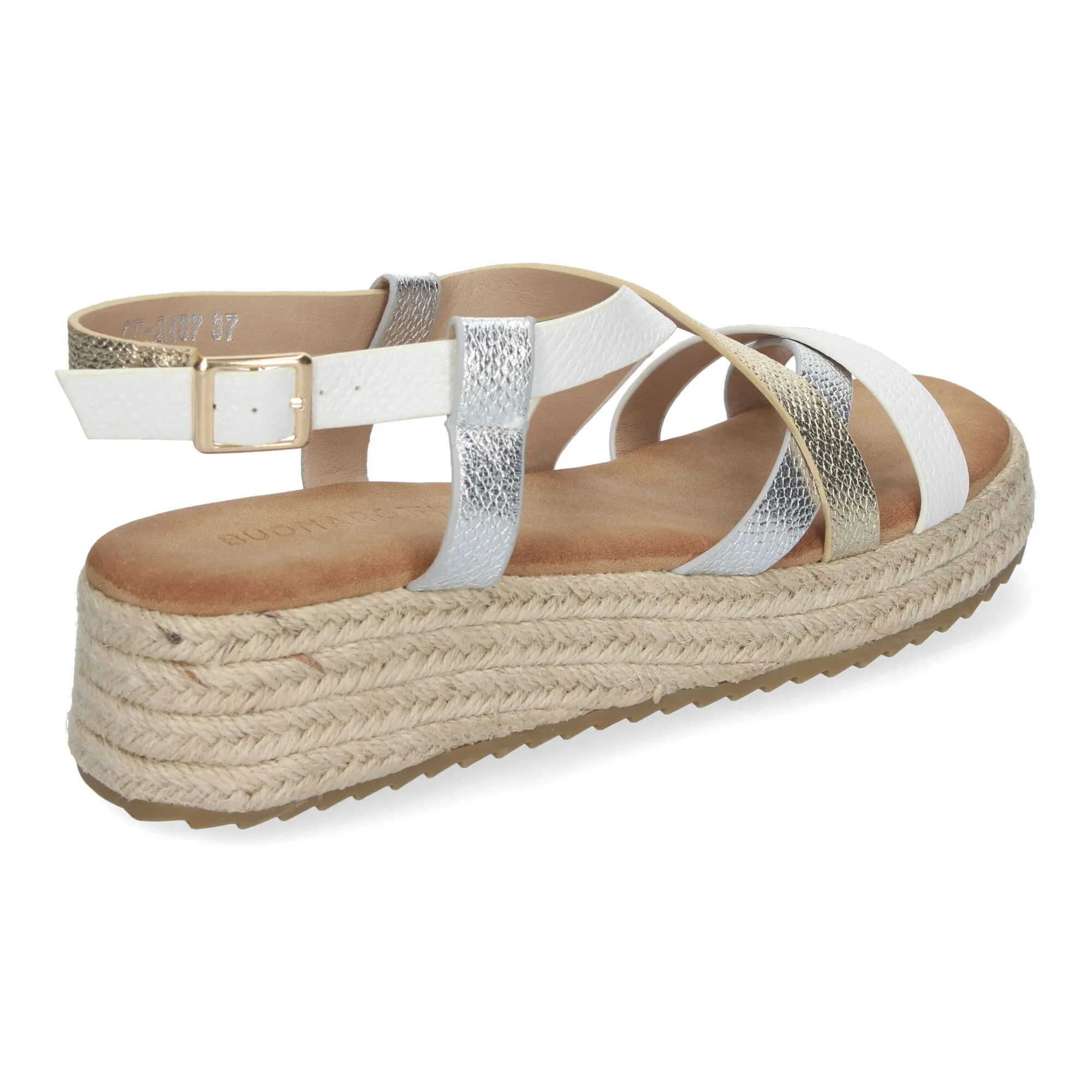 SANDALIAS DE PLATAFORMA EN YUTE PLANAS TIRAS PARA MUJER COLOR BLANCO CF2457