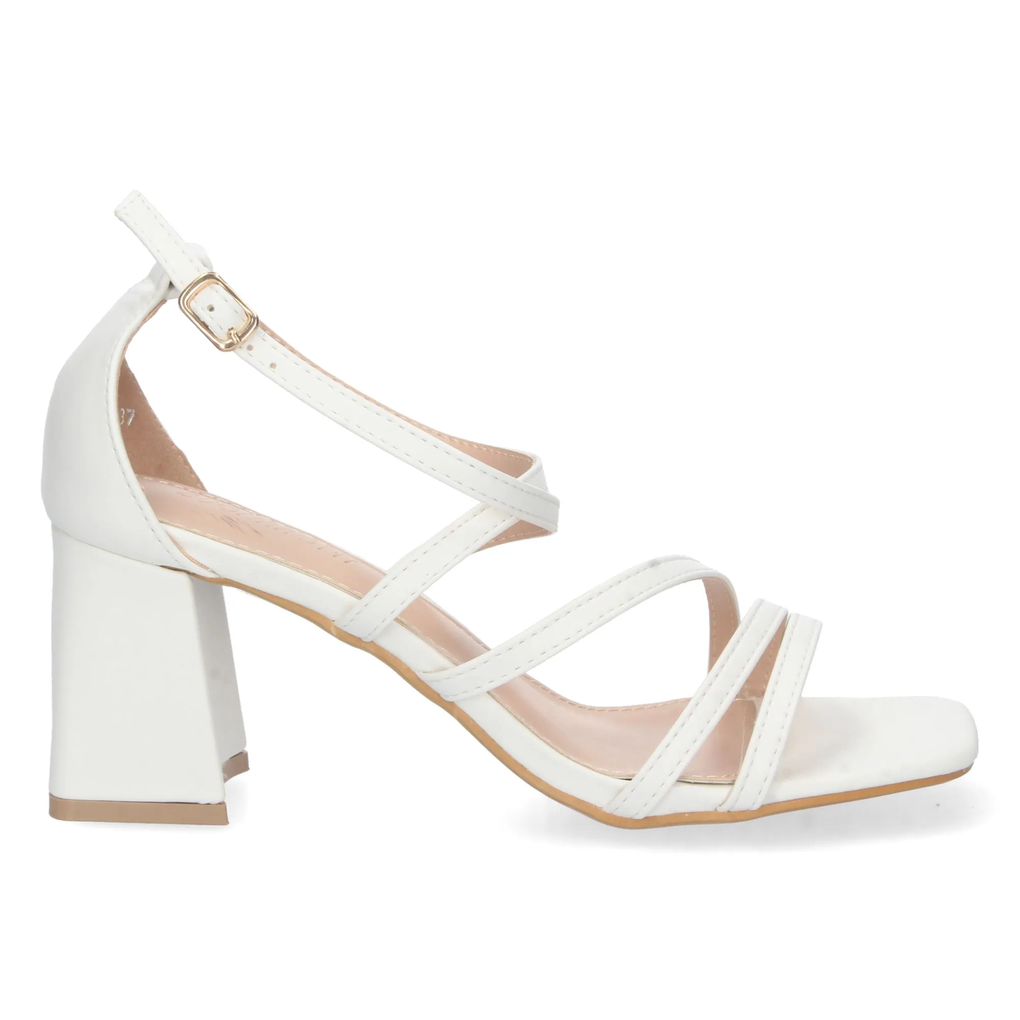 Sandalias de tacón pala cruzada mujer color blanco