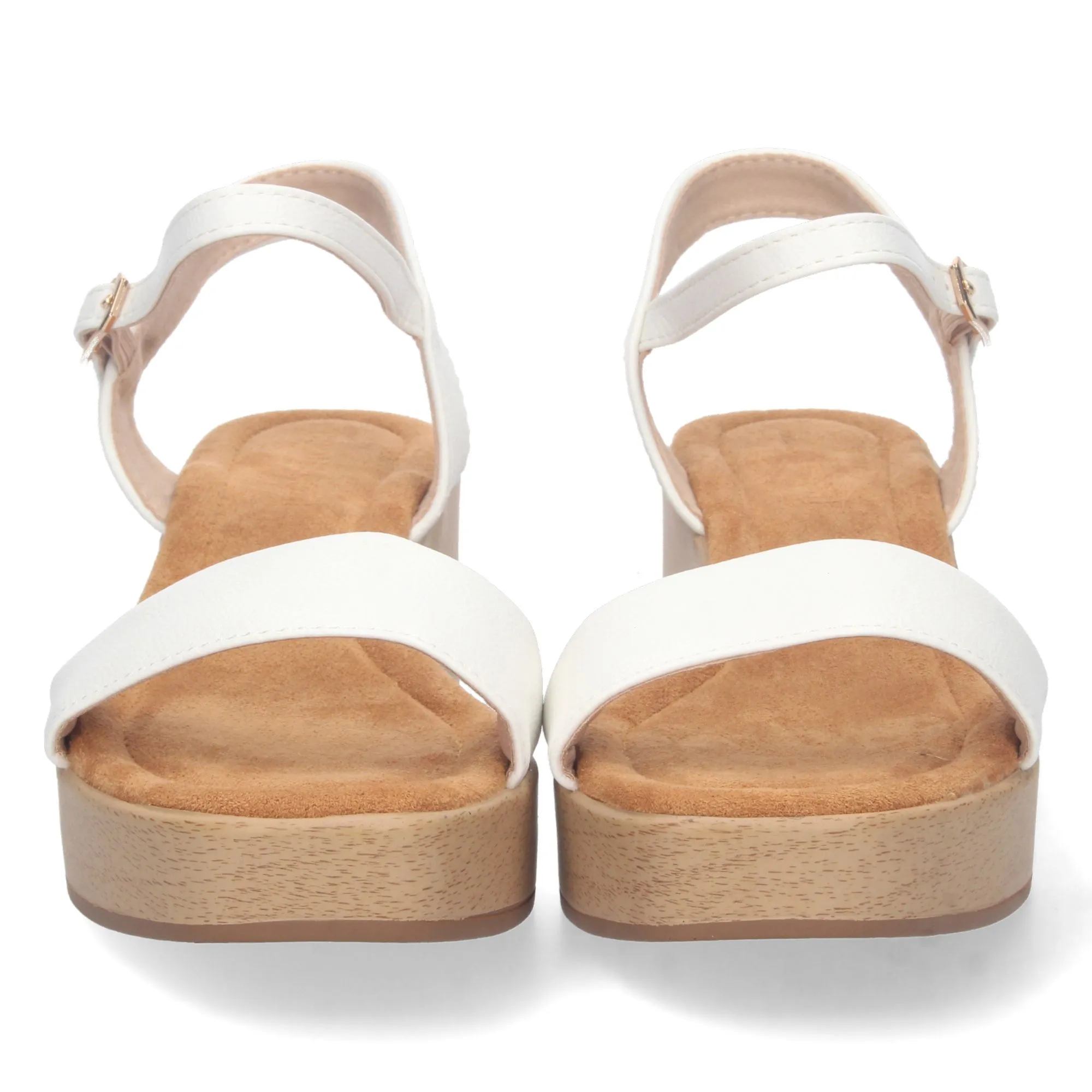 SANDALIAS DE TACóN Y PLATAFORMA LIGERA MUJER COLOR BLANCO FB2188
