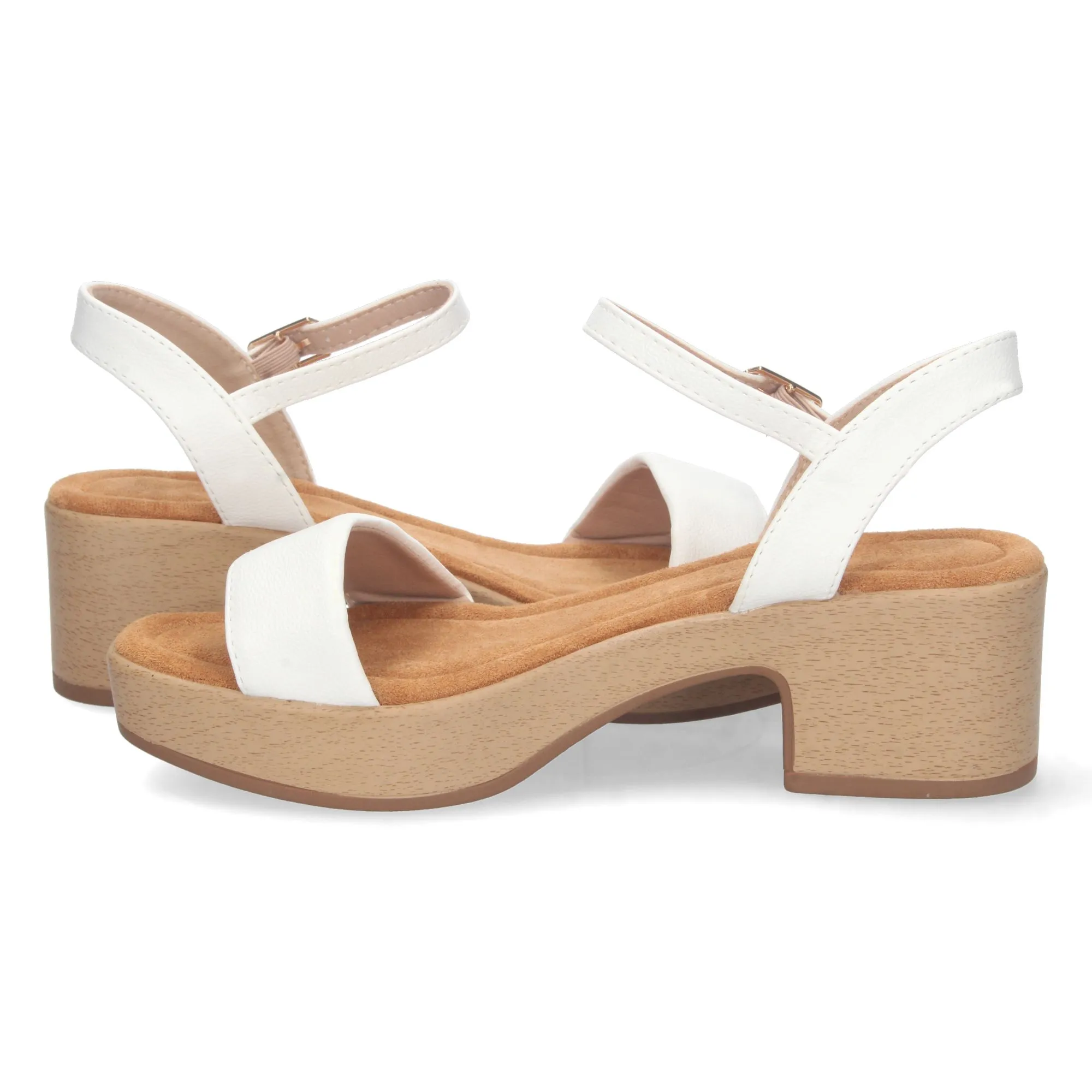 SANDALIAS DE TACóN Y PLATAFORMA LIGERA MUJER COLOR BLANCO FB2188