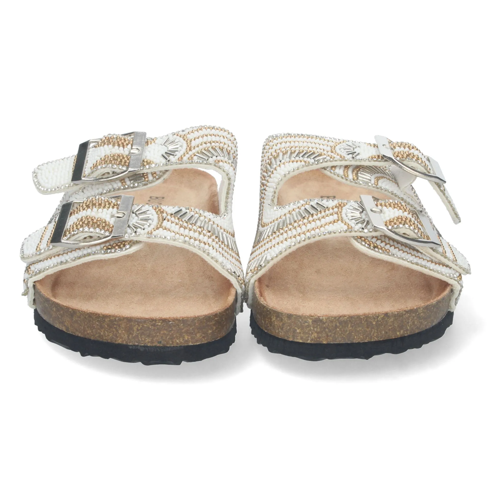SANDALIAS PLANAS BIO CON STRASS EN PALA MUJER COLOR BLANCO AY2344