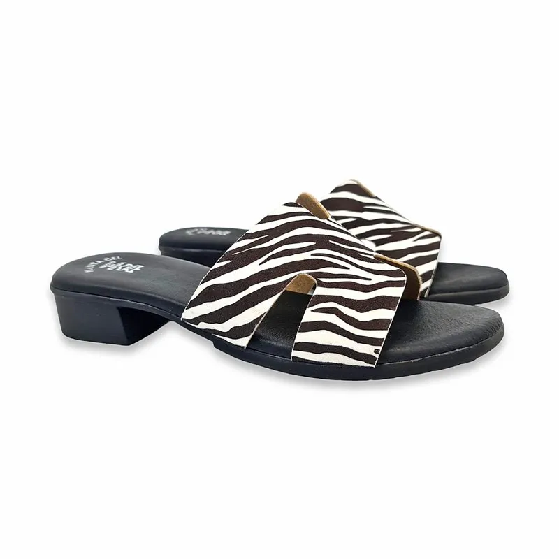 Sandalias Tacón Bajo Tipo Chancla Mujer Animal Print Plantilla De Piel Y Gel 321 Blanco, de Jarpex