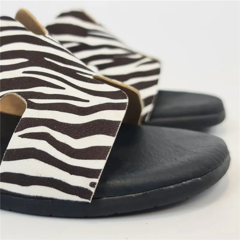 Sandalias Tacón Bajo Tipo Chancla Mujer Animal Print Plantilla De Piel Y Gel 321 Blanco, de Jarpex