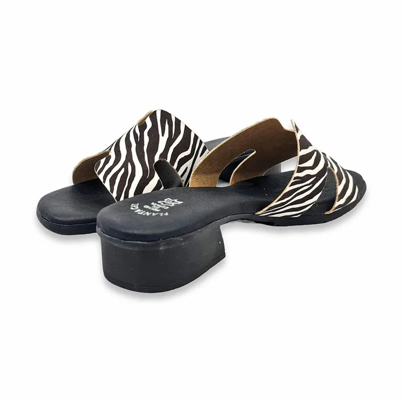 Sandalias Tacón Bajo Tipo Chancla Mujer Animal Print Plantilla De Piel Y Gel 321 Blanco, de Jarpex