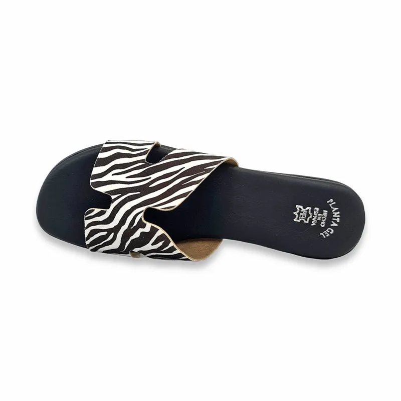 Sandalias Tacón Bajo Tipo Chancla Mujer Animal Print Plantilla De Piel Y Gel 321 Blanco, de Jarpex