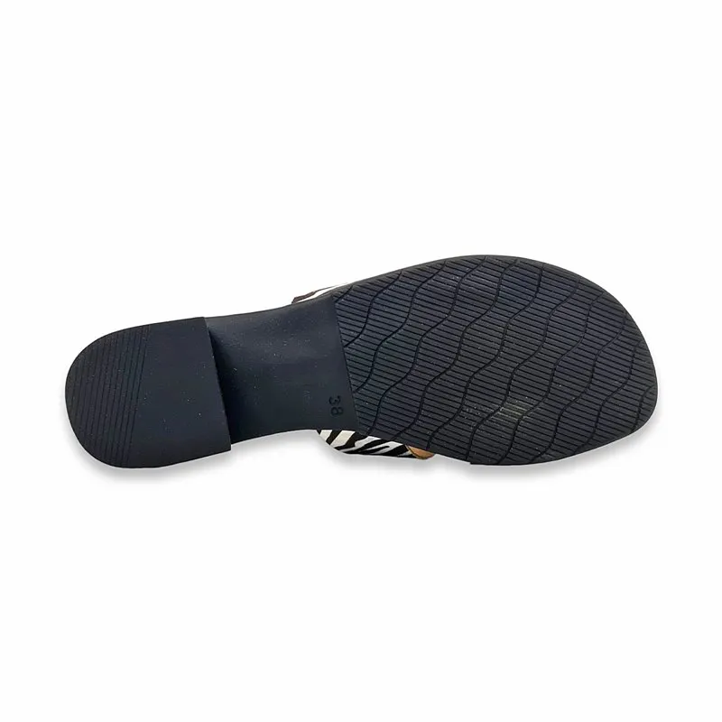 Sandalias Tacón Bajo Tipo Chancla Mujer Animal Print Plantilla De Piel Y Gel 321 Blanco, de Jarpex