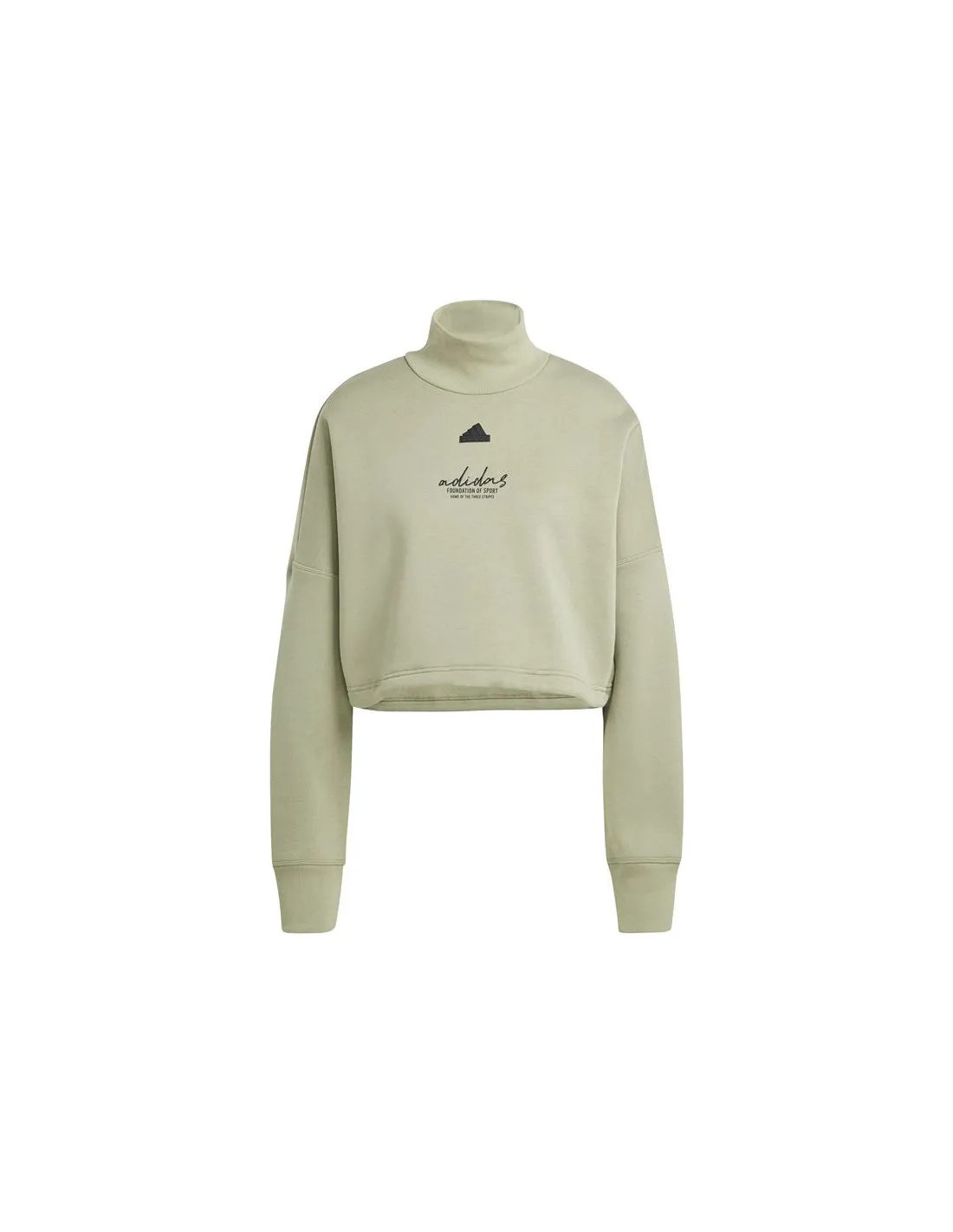Sudadera adidas Signature Graphic Embroidery Fleece Cropped Mujer Verde