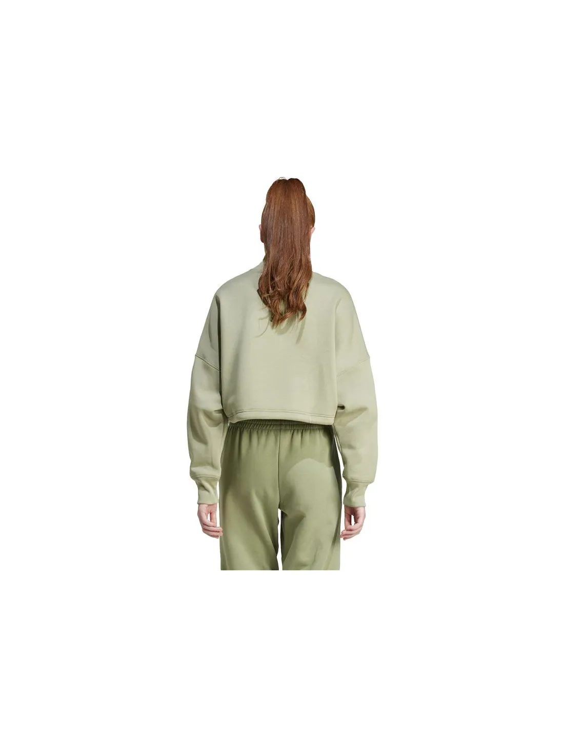 Sudadera adidas Signature Graphic Embroidery Fleece Cropped Mujer Verde