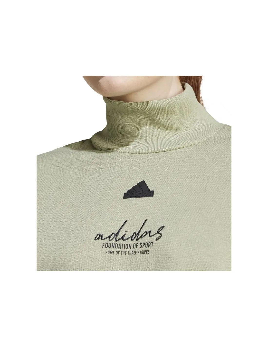 Sudadera adidas Signature Graphic Embroidery Fleece Cropped Mujer Verde