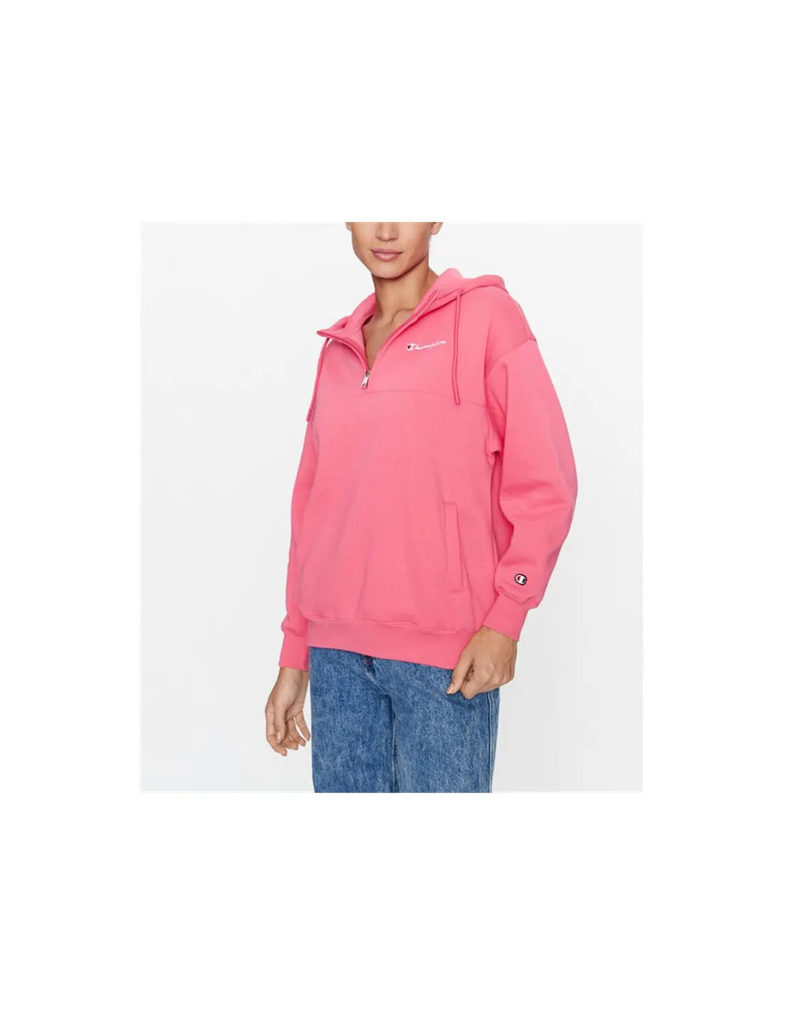 Sudadera Champion Hooded Half Zip Legacy Rosa Mujer