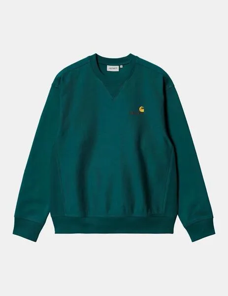 SUDADERA CREW CARHARTT AMERICAN SCRIPT  MALACHITE