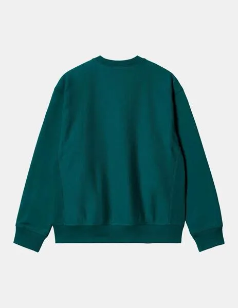 SUDADERA CREW CARHARTT AMERICAN SCRIPT  MALACHITE
