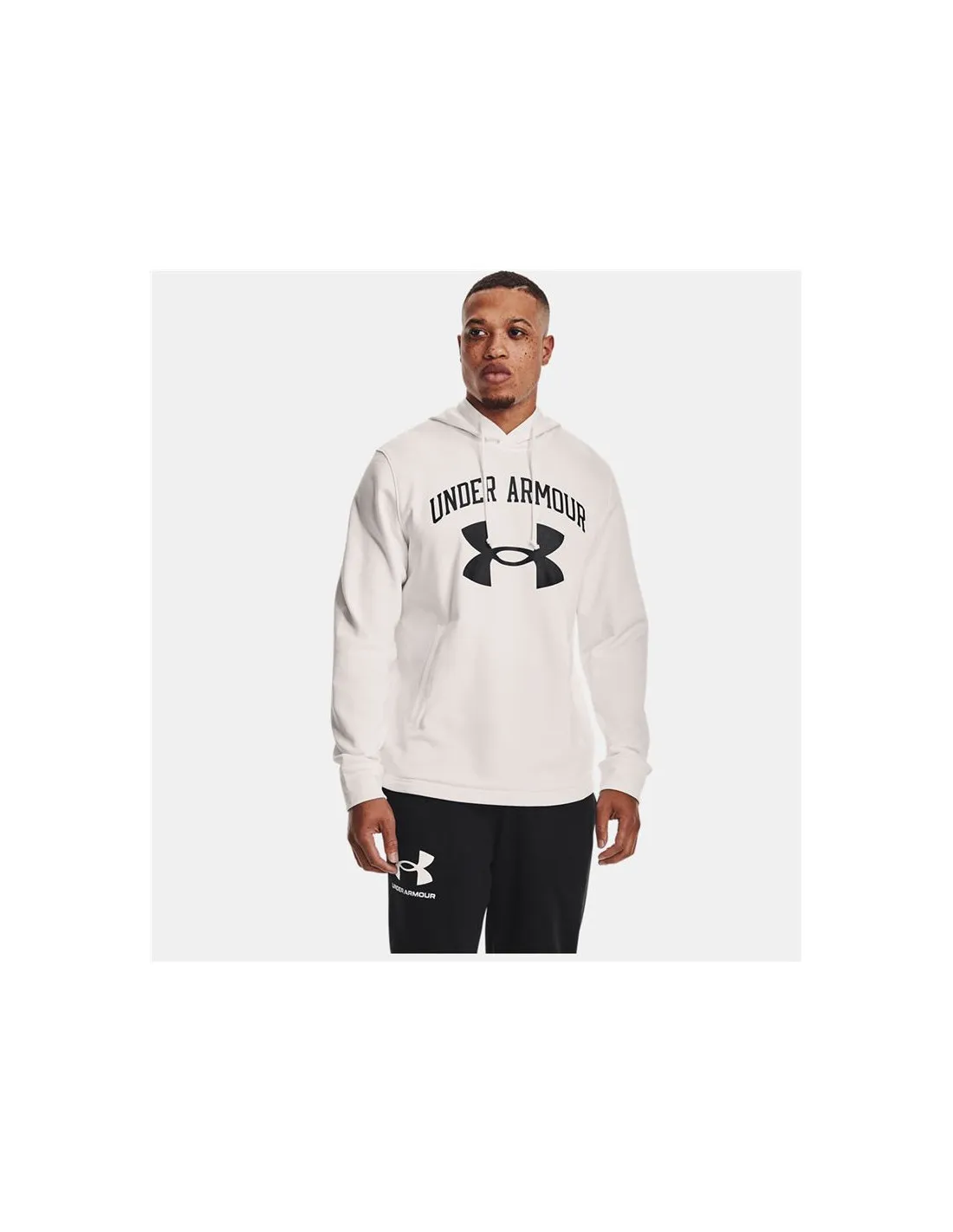 SUDADERA DE FITNESS UNDER ARMOUR RIVAL TERRY BIG LOGO HDWHT HOMBRE