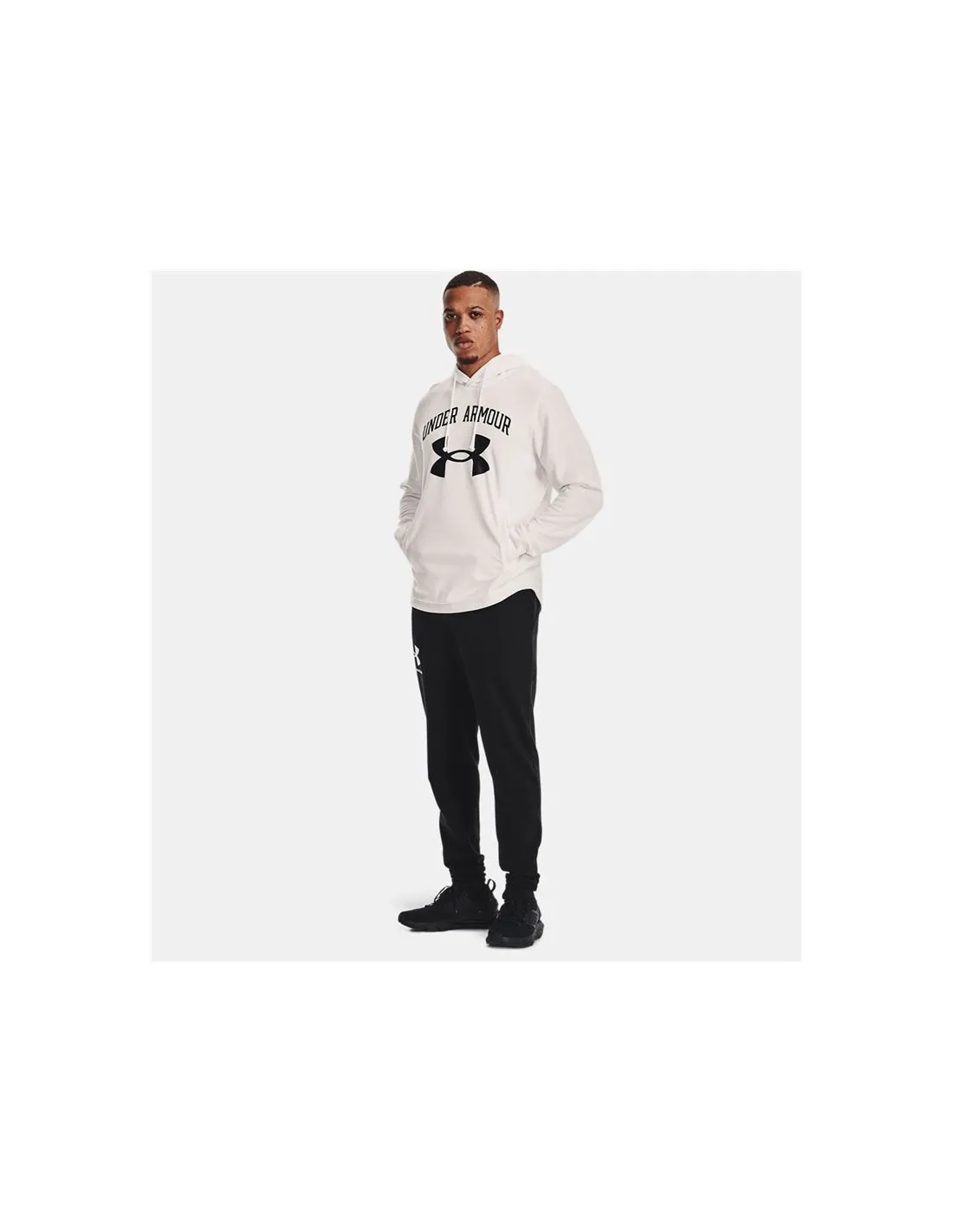 SUDADERA DE FITNESS UNDER ARMOUR RIVAL TERRY BIG LOGO HDWHT HOMBRE