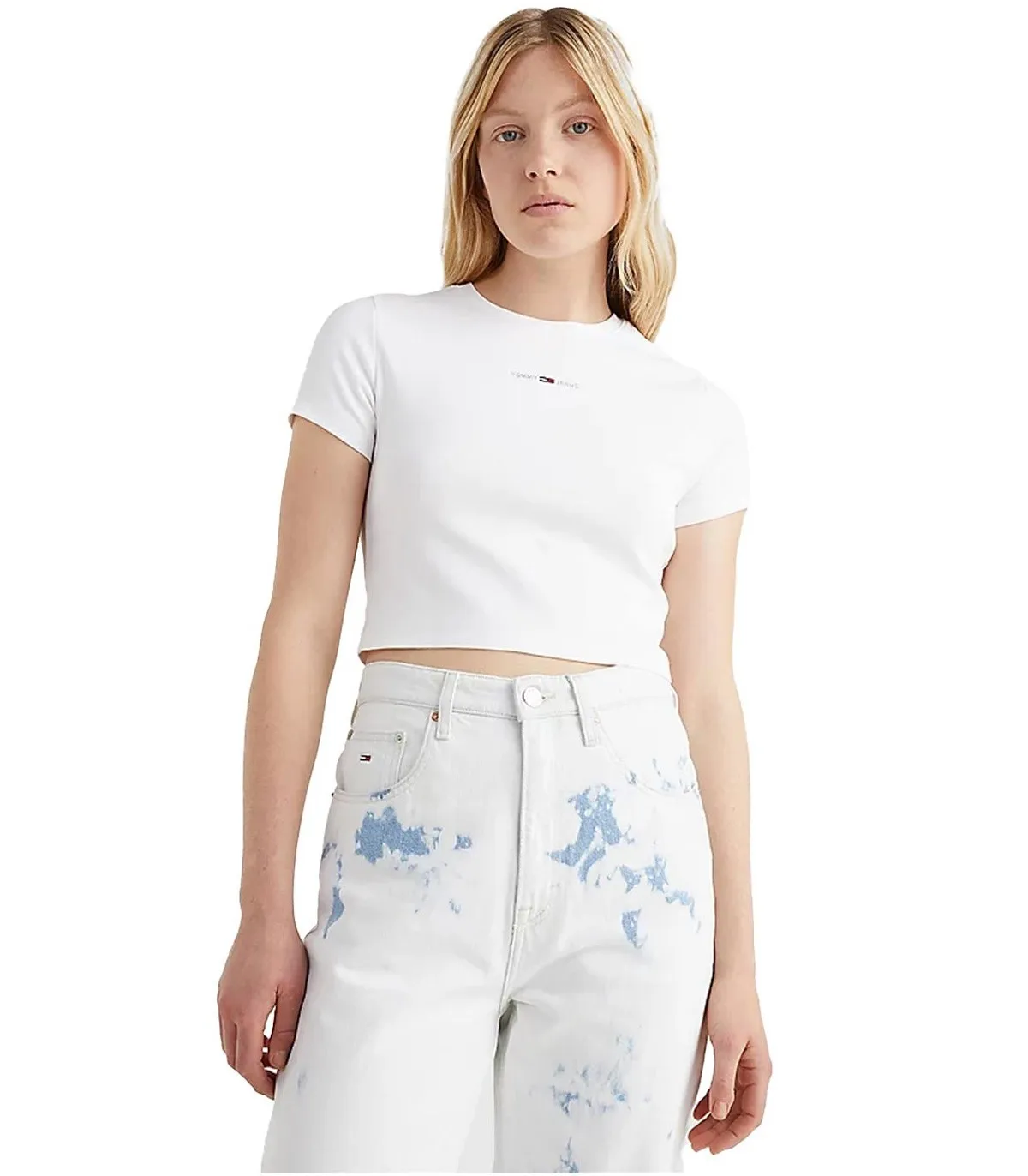 TOMMY JEANS  CAMISETA PARA MUJER BLANCA  TJW BABY CROP TINY