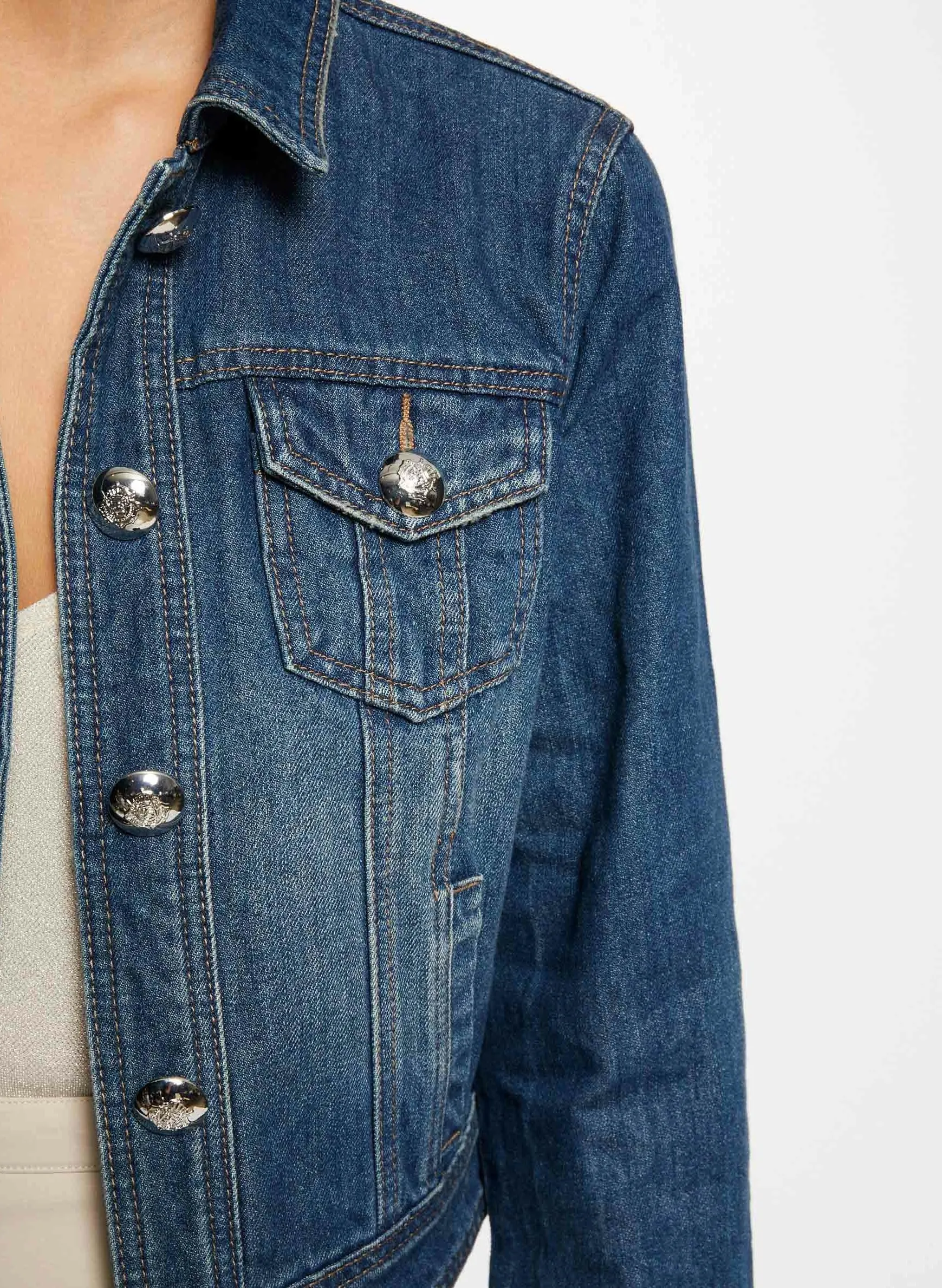 VPIM  CHAQUETA CORTA VAQUERA DESTEñIDA EN AZUL