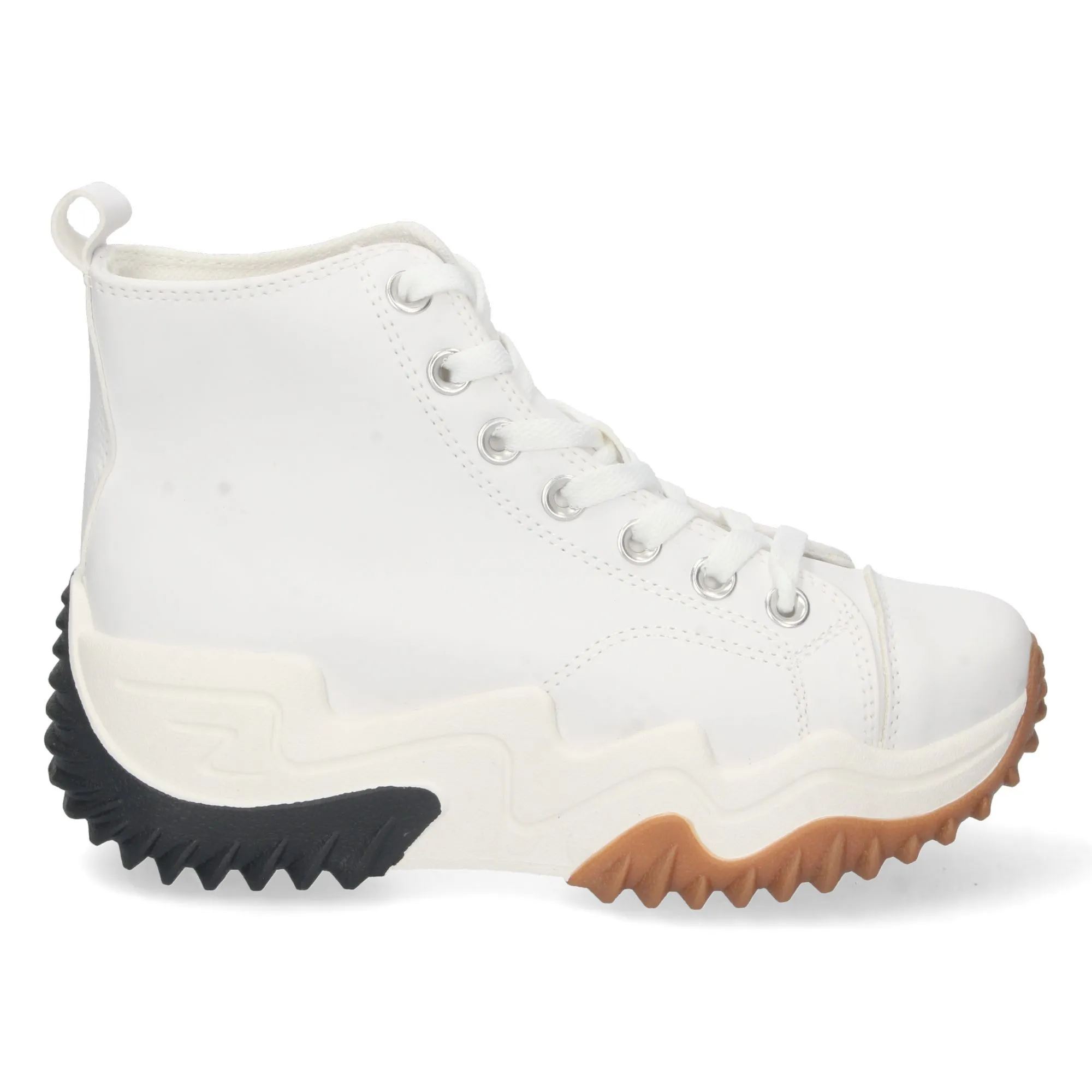 Zapatillas altas con plataforma polipiel cómodas mujer color blanco